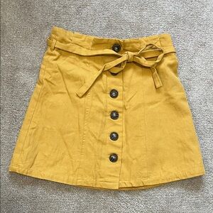 Very J Mustard Button-Down Mini Skirt Fully Lined Size Small